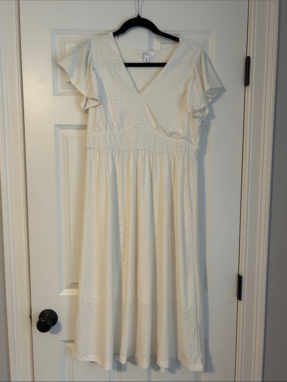 Market & Spruce Cream Eyelet Wrap-Style Midi Dress